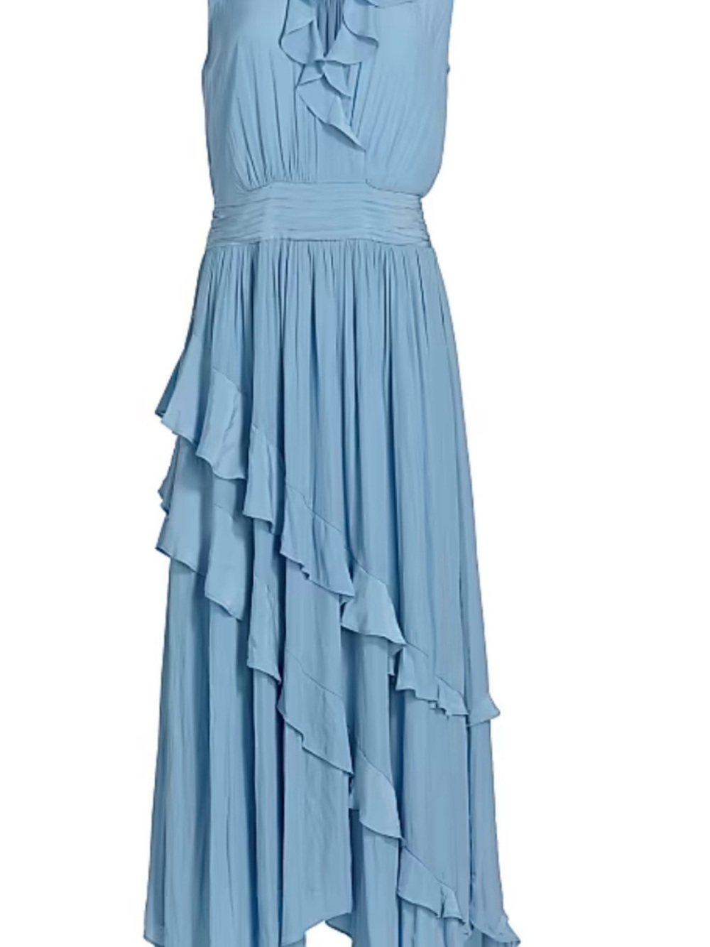 Ramy Brook Sky Blue Ruffled High-Low Maxi Dress
